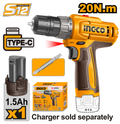 TALADRO INALAMBRICO 3/8″ 12V 20N.M + 1 BAT 1.5AH + MALETA