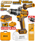 TALADRO DE IMPACTO 1/2″ BL 20V 96N.M CON MANGO + 2 BAT 4.0AH + CARG + MALETA