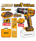 TALADRO INALÁMBRICO DE IMPACTO INGCO 20V 96N.M BRUSHLESS