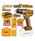 TALADRO INALÁMBRICO DE IMPACTO INGCO 20V 96N.M BRUSHLESS